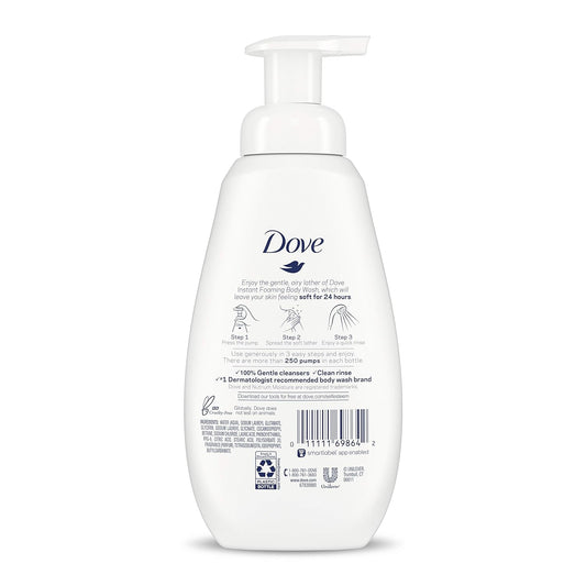 Dove Instant Foaming Body Wash 4 Count For Softer And Smoother Skin Sensitive Skin Effectively Washes Away Bacteria While Nourishing Your Skin 13.5 Oz