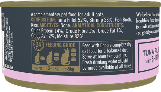 Encore 100% Natural Wet Cat Food, Tuna with Shrimp in 70 g Tins (Pack of 16)?ENC4003