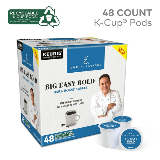 Emeril, Big Easy Bold Coffee, Single-Serve Keurig K-Cup Pods, Dark Roast, 48 Count (2 Boxes Of 24 Pods)