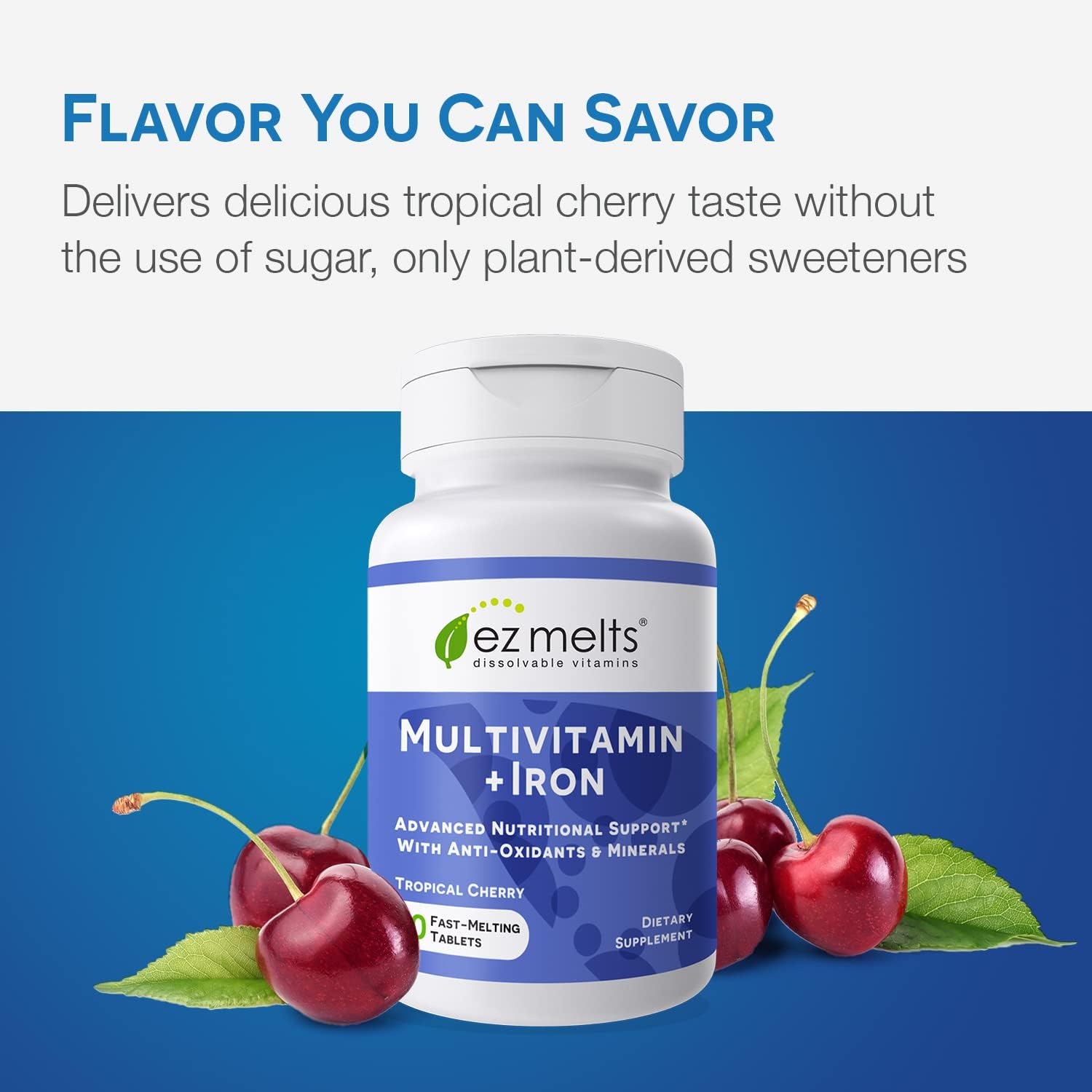 EZ Melts Dissolvable Multivitamin with Iron for Women & Men, Sugar-Free, 1-Month Supply : Everything Else