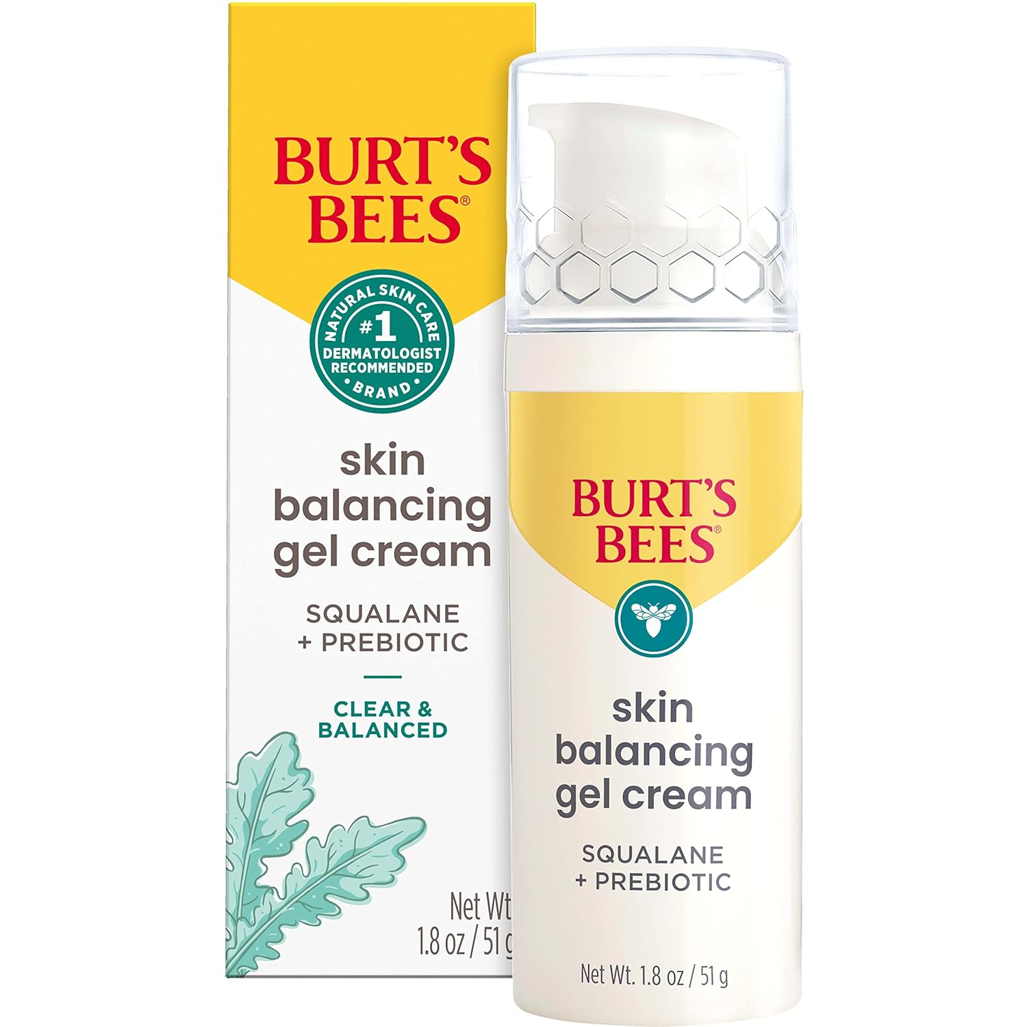 Burt’S Bees Clear And Balanced Skin Balancing Gel Cream With Squalane And Prebiotic, Gel Moisturizer For Breakout-Prone Skin, 99 Percent Natural Origin Skin Care, 1.8 Oz. Bottle