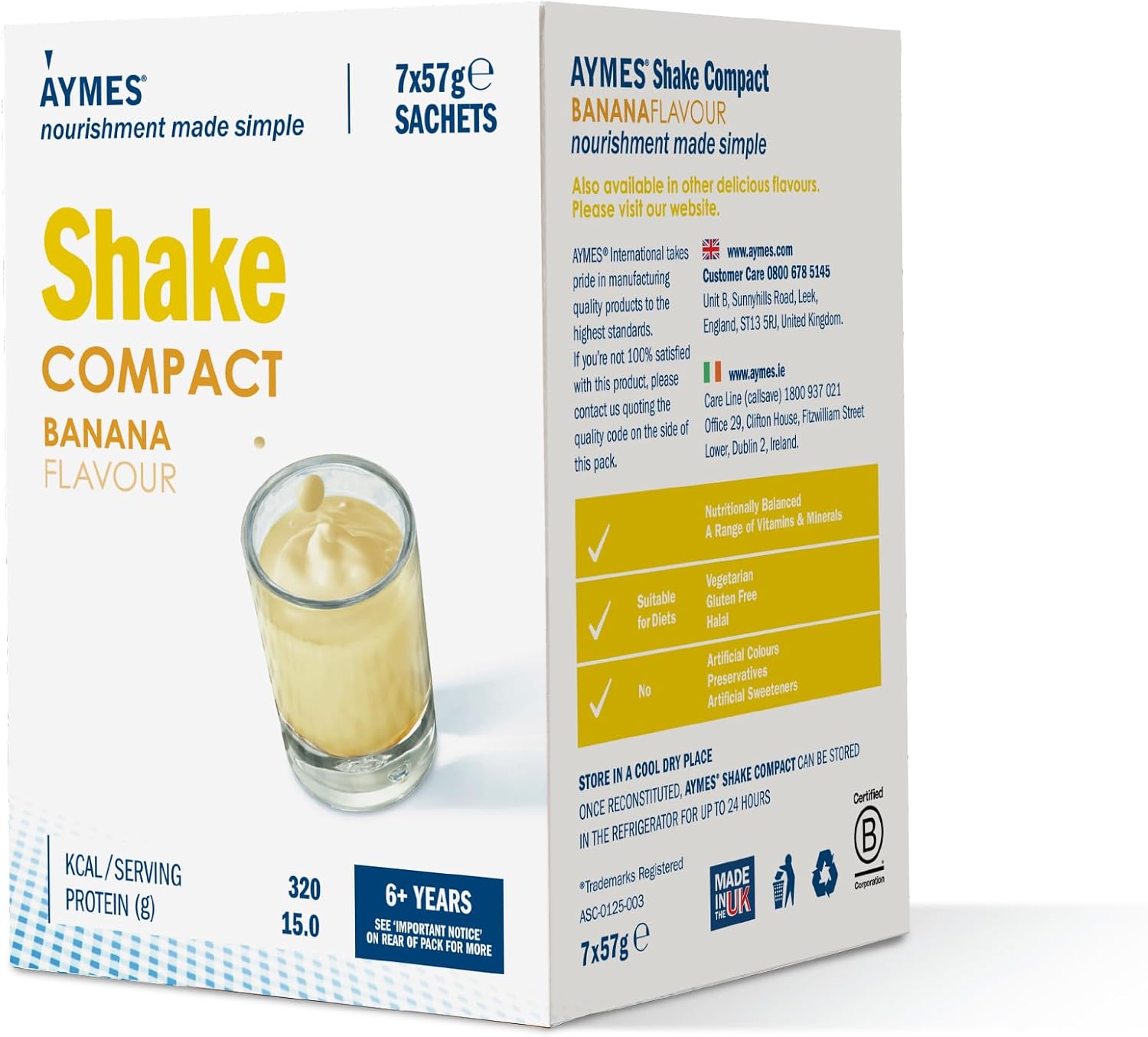 Aymes - Shake Compact - 42 Servings - Low Volume Nutritional Powder - Chocolate - Milkshake-Style Drink Mix - Gluten Free & Vegetarian - Suitable For Adults And Children Aged 3+