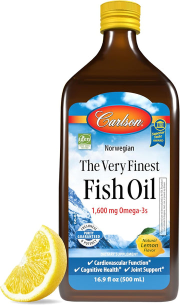 Carlson - The Very Finest Fish Oil, 1600 Mg Omega-3S, Liquid Fish Oil Supplement, Norwegian Fish Oil, Wild-Caught, Sustainably Sourced Fish Oil Liquid, Mixed Berry, 200 Ml (6.7 Fl Oz)