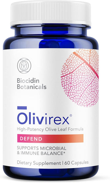 Biocidin Olivirex Olive Leaf Extract Capsules - Herbal Supplement For Microbial & Immune Support - Professional Grade & High Potency With Adaptogenic Herbs - Vegan, Gluten & Soy-Free (60 Capsules)