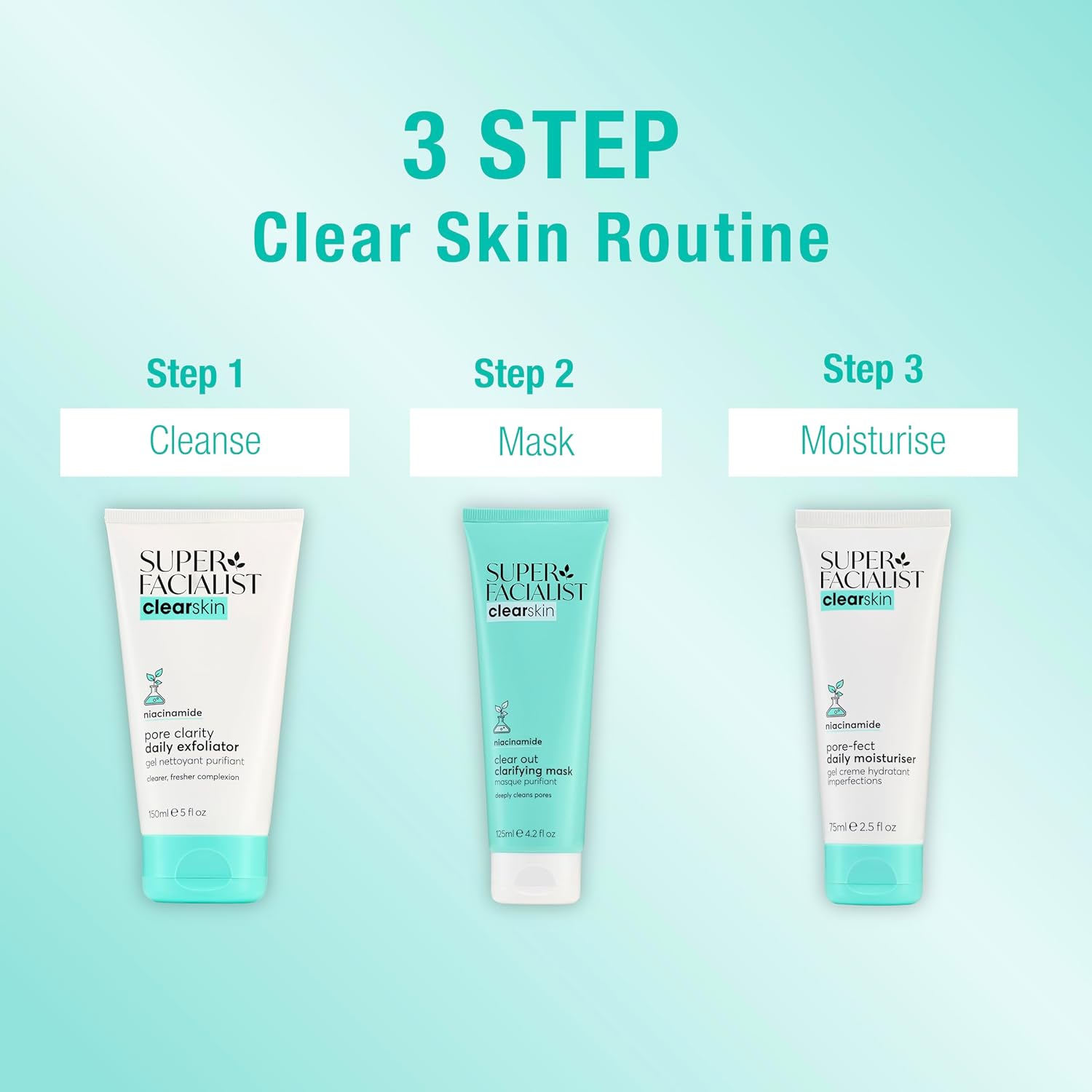 Super Facialist Pore Clarity Daily Exfoliator - Acne Treatment & Blackhead Remover Exfoliator with 1% Niacinamide, Tea Tree Oil & Prebiotics, Vegan Friendly 150ml : Amazon.co.uk: Beauty