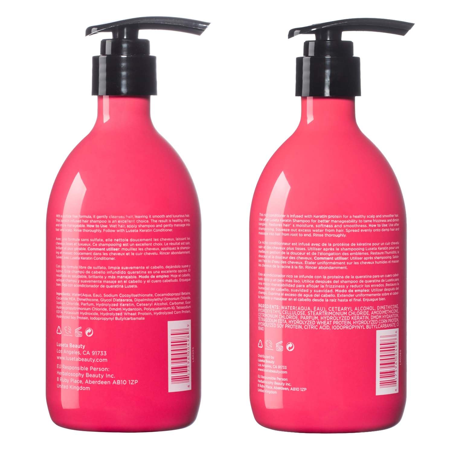 Luseta Keratin Shampoo And Conditioner For Color Treated Damaged & Dry Hair, Keratin Hair Treatment For Smoothing& Nourishing, Free Of Sulfates, Paraben And Gluten 2 X 16.9Oz : Beauty & Personal Care