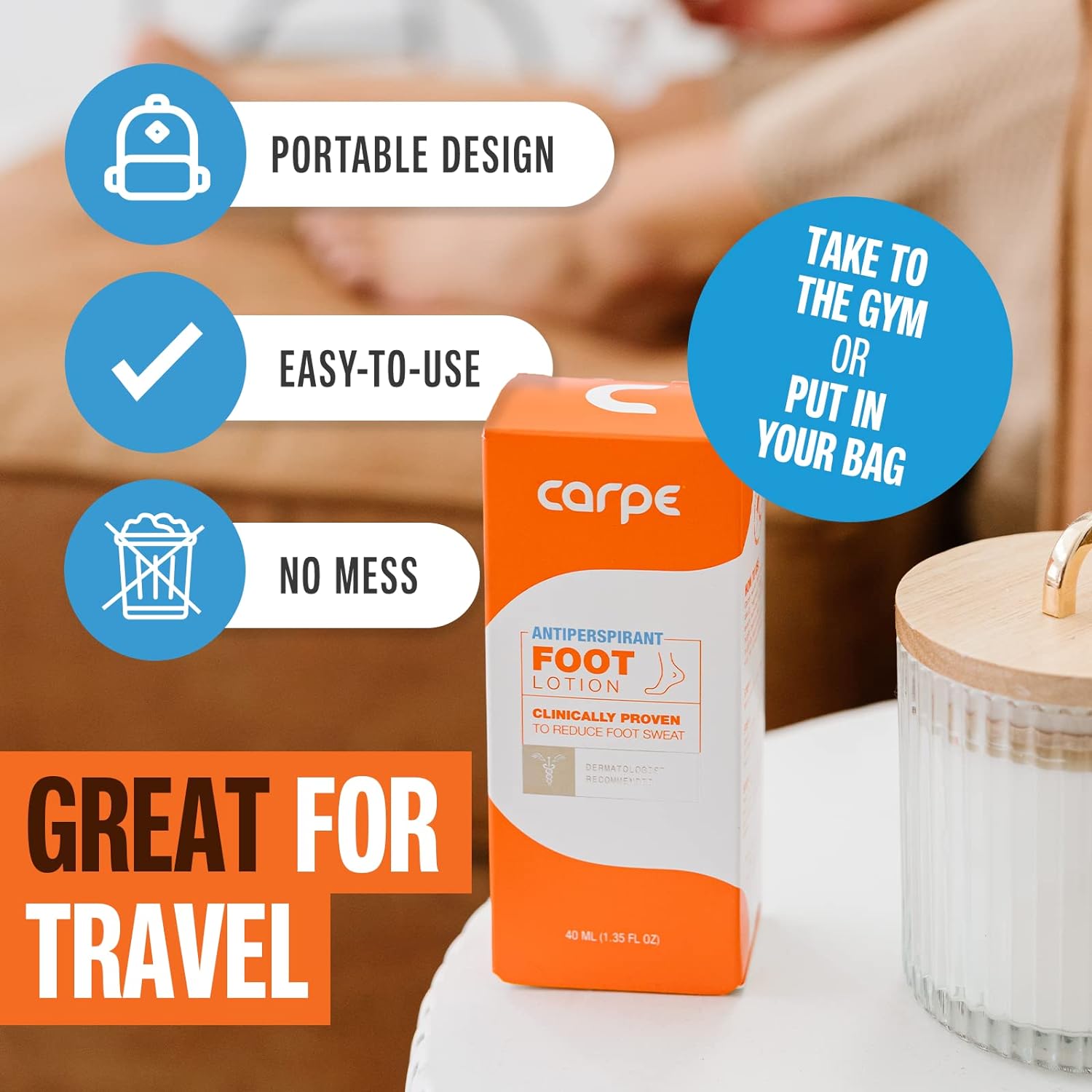Carpe Antiperspirant Foot Lotion, A dermatologist-recommended solution to stop sweaty, smelly feet, Helps prevent blisters, Great for hyperhidrosis : Beauty & Personal Care