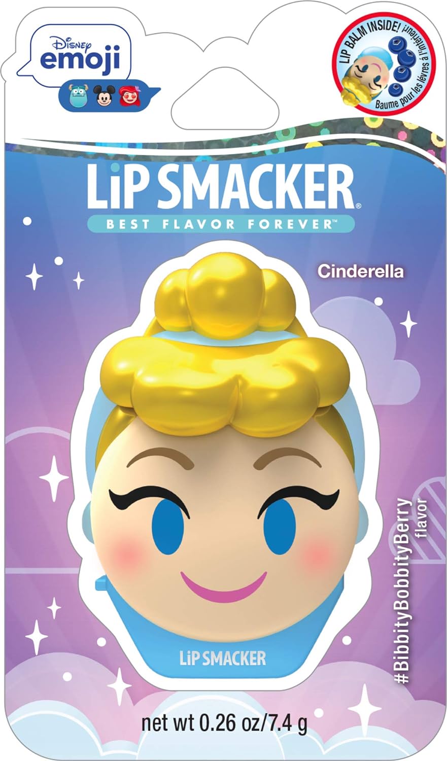 Lip Smacker Disney Cinderella Emoji Lip Balm Flavored, Bibbity Bobbity Berry, Clear, For Kids : Beauty & Personal Care