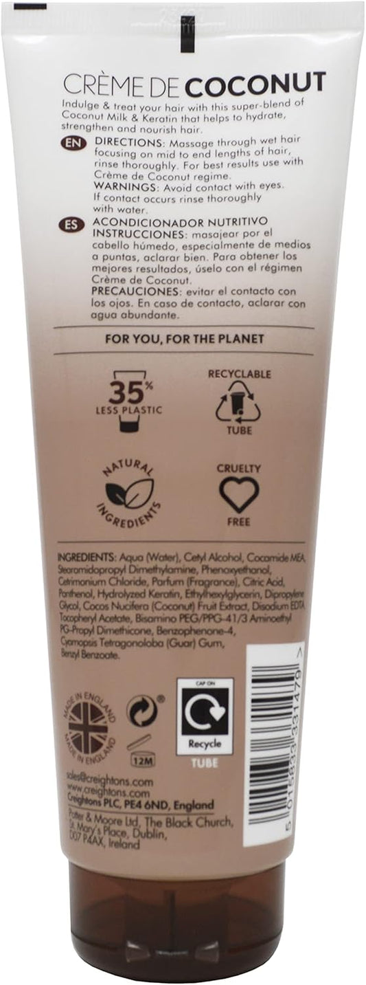 Creightons Crème De Coconut & Keratin Nourishing Conditioner (250Ml) - Beautifully Blended With Coconut Milk & Keratin. Hydrate, Nourish & Indulge Your Hair (Pack Of 2)