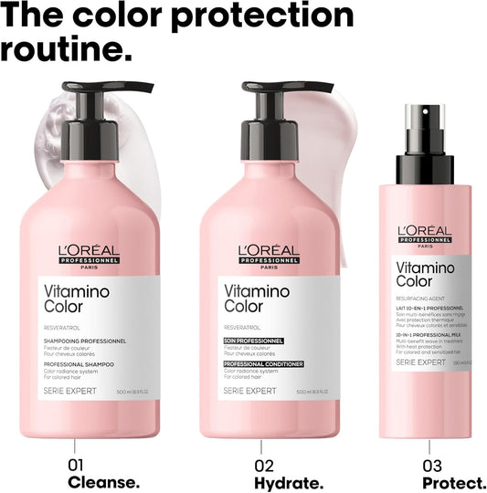 L’Oréal Professionnel Vitamino Color Shampoo 500ml, Colour Protection and Shinier Stronger Hair, For Coloured Hair, 300ml : Amazon.co.uk