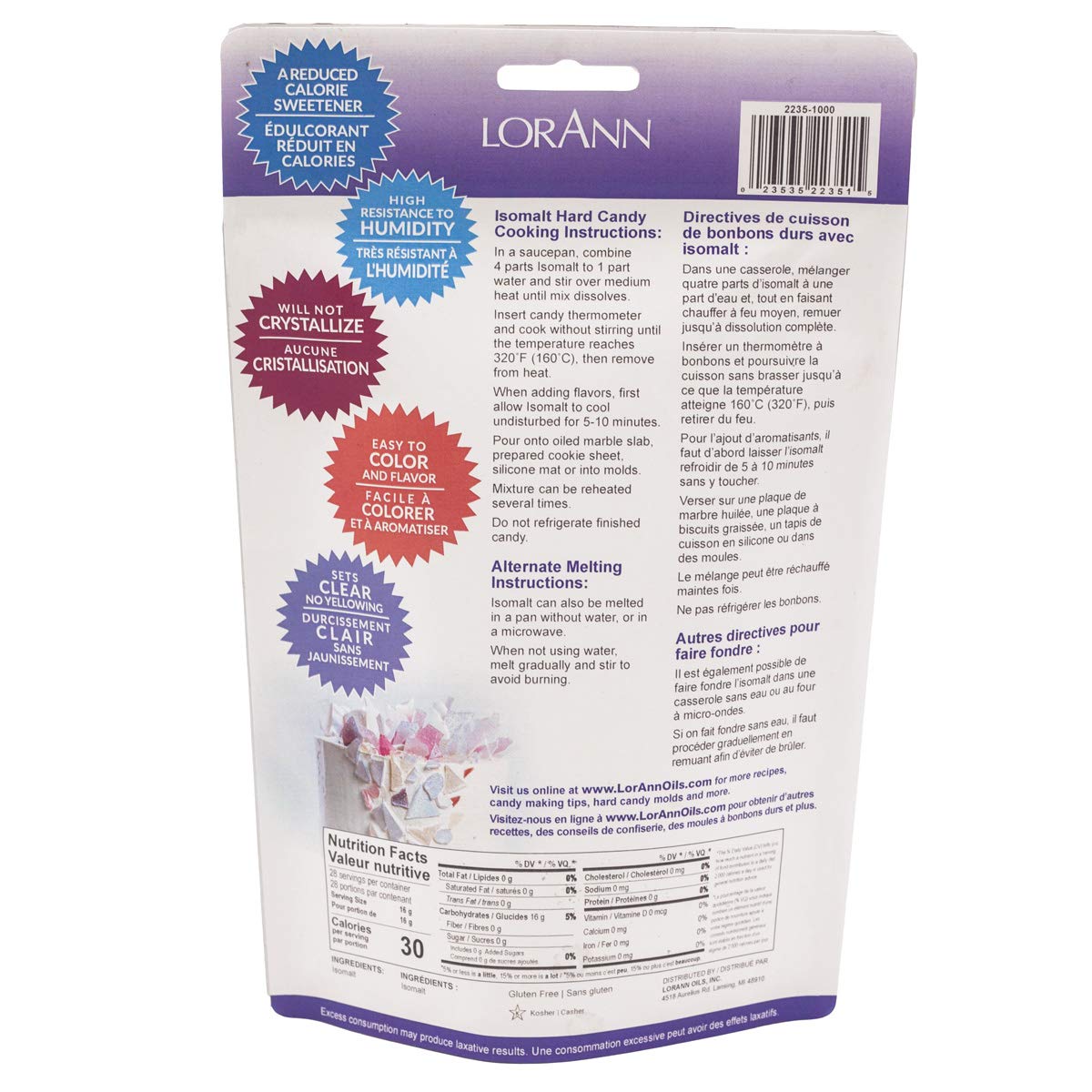 Lorann Oils Isomalt Sugar Substitute (Granular) - Sugar Substitute For Baking, 1 Lb - Isomalt Ready To Use - Clear & Non-Crystallizing, Formulated For Decorative Accents & Sugar Art - 1 Lb Bag : Grocery & Gourmet Food