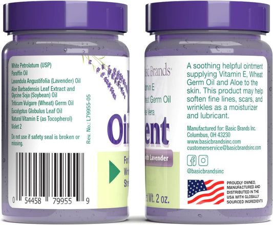 Basic Brands - Vitamin E Ointment - 2 oz - Moisture Enhancing - Can Help Reduce Appearance of Scars, Stretch Marks, Fine Lines & Wrinkles - 2-Pack