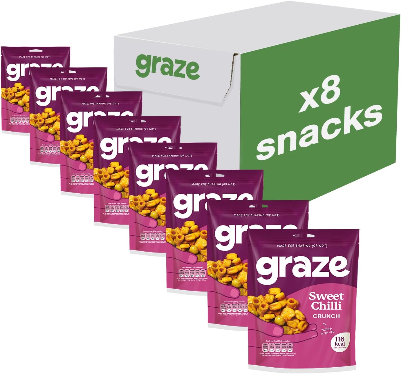 Graze - Sweet Chilli Savory Snacks - Vegan Savoury Snacks, High in Protein & Fibre - Pack of 8 snacks : Amazon.co.uk: Grocery