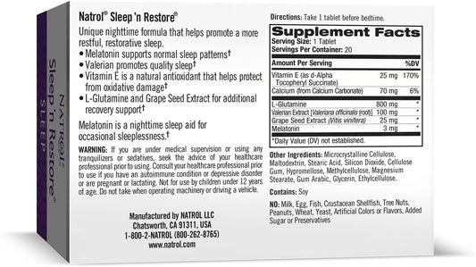 Natrol Sleep 'n Restore - 20 Tablets