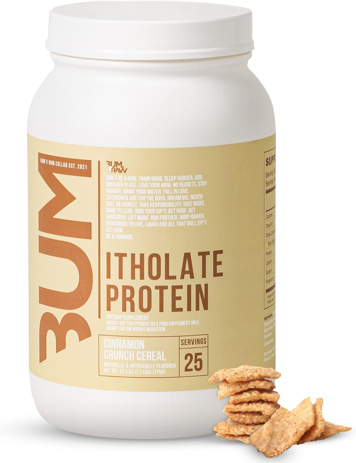 RAW Whey Isolate Protein Powder, Cinnamon Crunch (CBUM Itholate Protein) - 100% Grass-Fed Sports Nutrition Powder for Muscle Growth & Recovery - Low-Fat, Low Carb, Naturally Flavored - 25 Servings