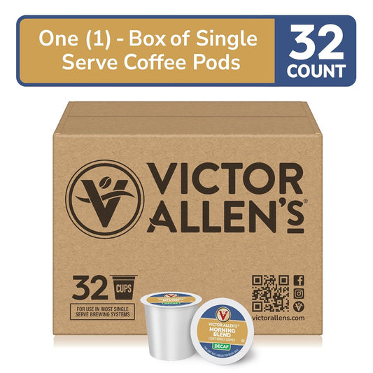 Victor Allen'S Coffee Decaf Morning Blend, Light Roast, 32 Count, Single Serve Coffee Pods For Keurig K-Cup Brewers