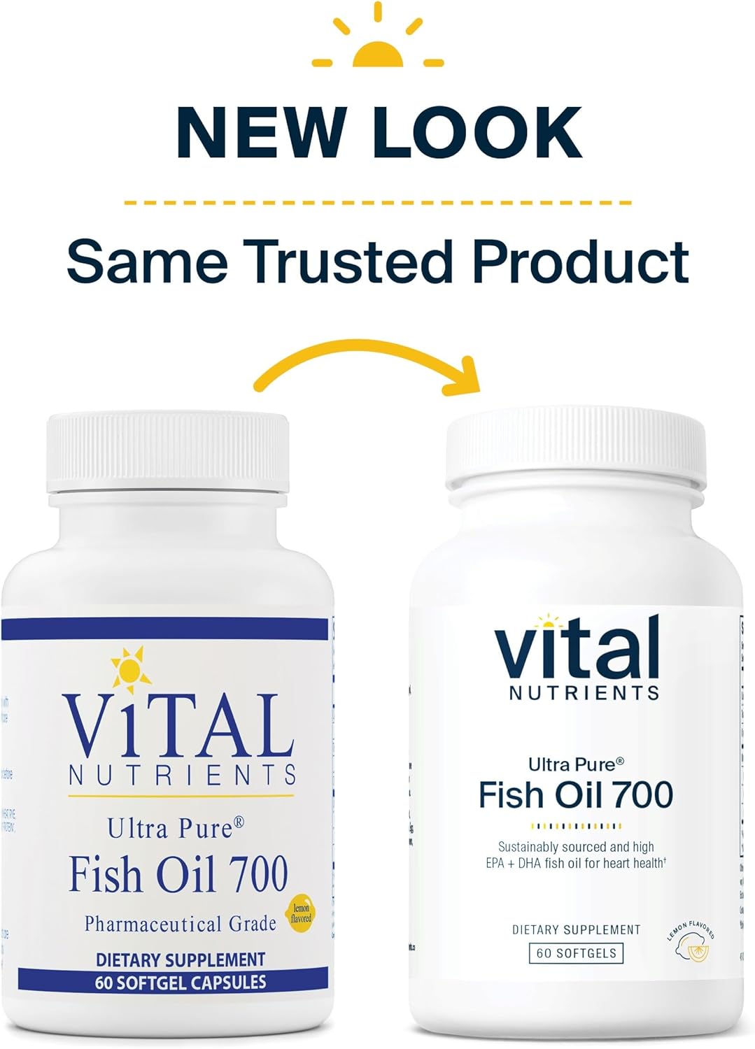 Vital Nutrients Ultra Pure® Fish Oil 700 | Supports Heart, Brain, and Joint Health* | Sustainably Sourced High EPA & DHA Omega-3 Fatty Acid | Lemon Flavor | Gluten, Dairy & Soy Free | 60 Softgels : Health & Household