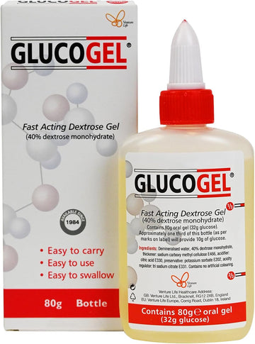 Glucogel Fast Acting Glucose Energy Gel - Hypostop Gel For Running, Hiking, Cycling, Marathon Liquid Dextrose - Original Unflavoured, 80G Bottle (Pack Of 1)