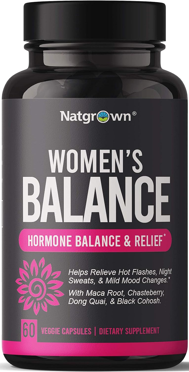Hormone Balance for Women PMS & Menopause Relief Supplement for Fertility, Hormonal & Menstrual Support - Helps Relief Hot Flashes - Maca Root, Vitex, Dong Quai & Black Cohosh Complex - Vegan Capsules