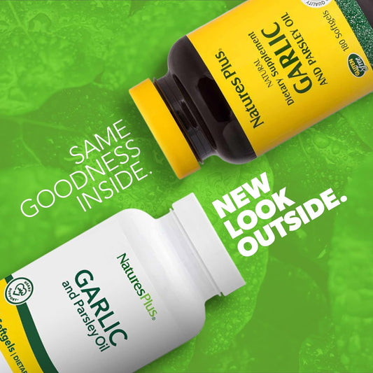 Naturesplus Garlic & Parsley - Naturally Promotes Healthy Cholesterol & Blood Pressure Levels - 180 Softgels (180 Servings)