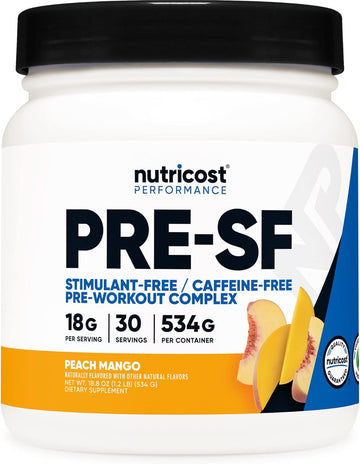 Nutricost Stim-Free Pre-Workout, 30 Servings (Peach Mango) - Caffeine
