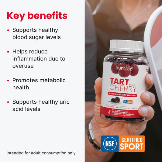 Humann Tart Cherry Gummies - Uric Acid, Immunity, Inflammation & Metabolic Health Support – Nsf Certified Sport, Powerful Antioxidant & Non-Gmo - From Maker Of Superbeets - 60 Sugar-Free Vegan Gummy