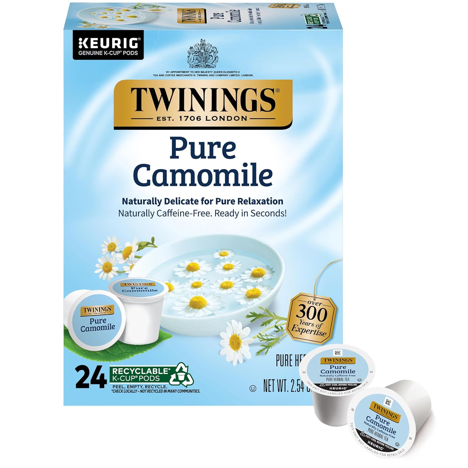 Twinings Pure Camomile Herbal Tea K-Cup Pods For Keurig, Naturally Caffeine-Free, Made With Pure Camomile Blossoms, 24 Count (Pack Of 1), Enjoy Hot Or Iced | Packaging May Vary