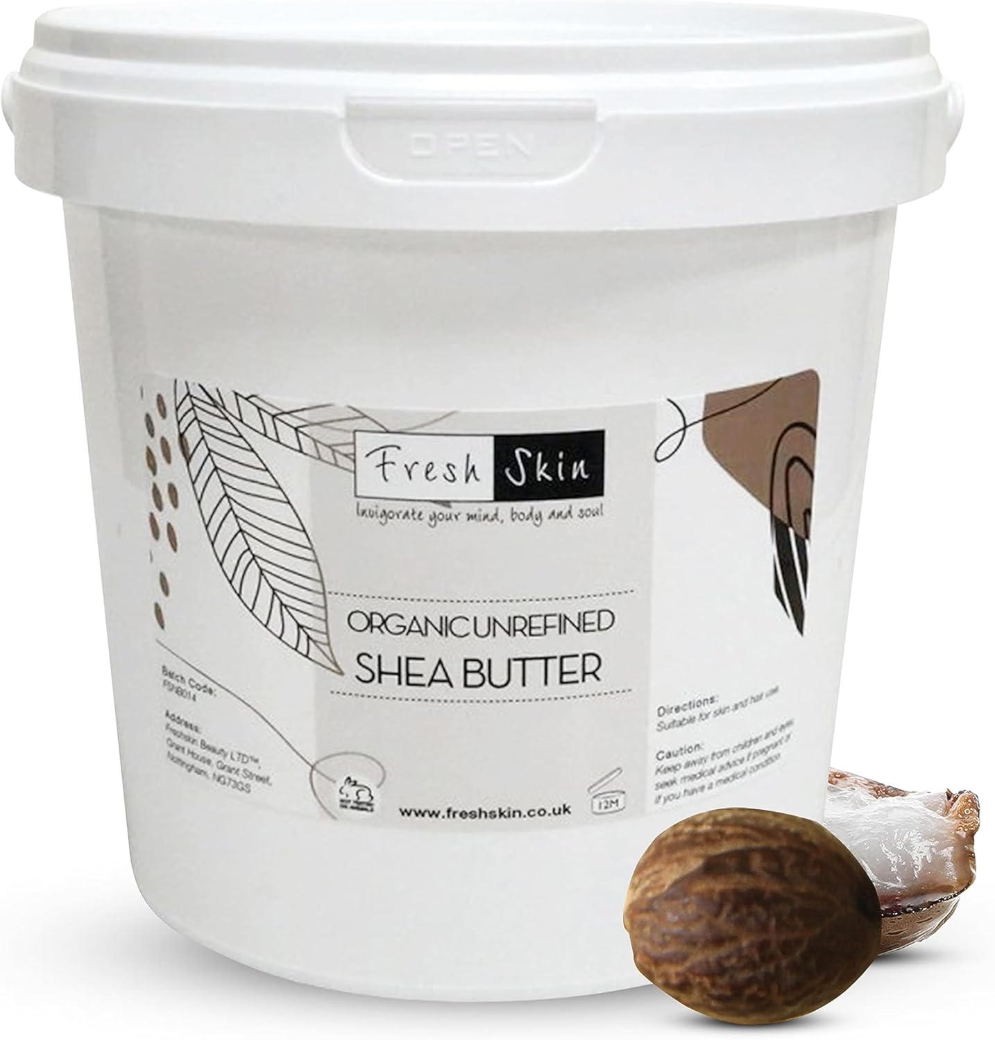 freshskin beauty ltd | 1KG Shea Butter Certified Organic - Unrefined, Cold Pressed, 100% Pure, Raw & Natural (1000g)