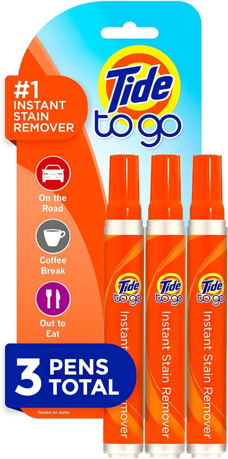 Tide Stain Remover for Clothes, Tide To Go Pen, Instant Stain & Spot Remover for Clothes, Travel & Pocket Size, 3 Count (Pack of 1)
