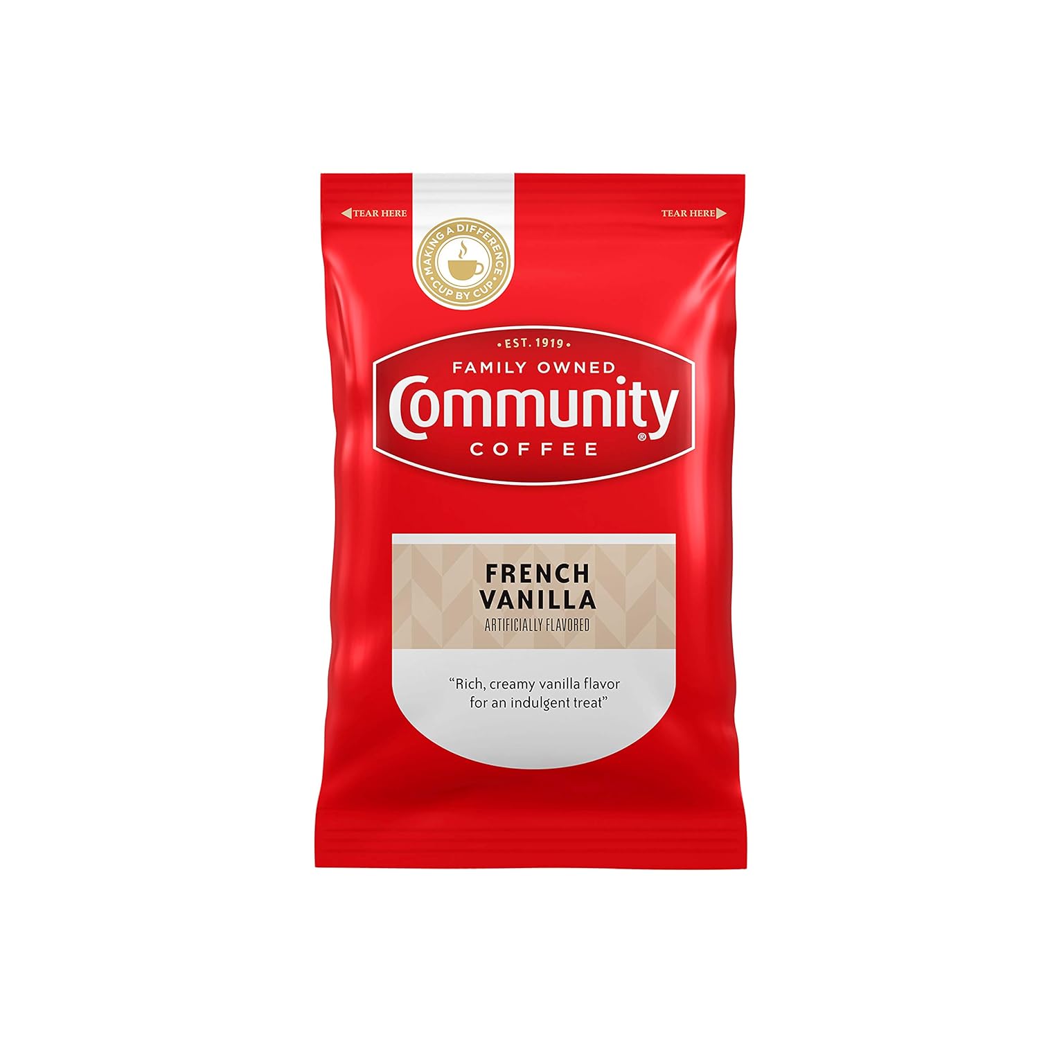 Community Coffee French Vanilla Flavored, Medium Roast Pre-Measured Coffee Packs, 3.0 Ounce Bag (Box of 20)