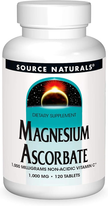 Source Naturals Magnesium Ascorbate, Gentle Non-Acidic Vitamin C*, 1000Mg - 120 Tablets