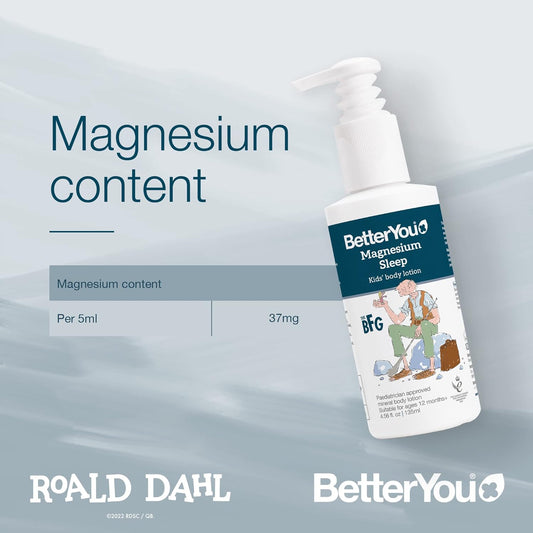 Magnesium Sleep Kids' Body Lotion | Paediatrician Approved Mineral Body Lotion For Children 12 Months + | Made By Betteryou In Collaboration With The Roald Dahl Story Company