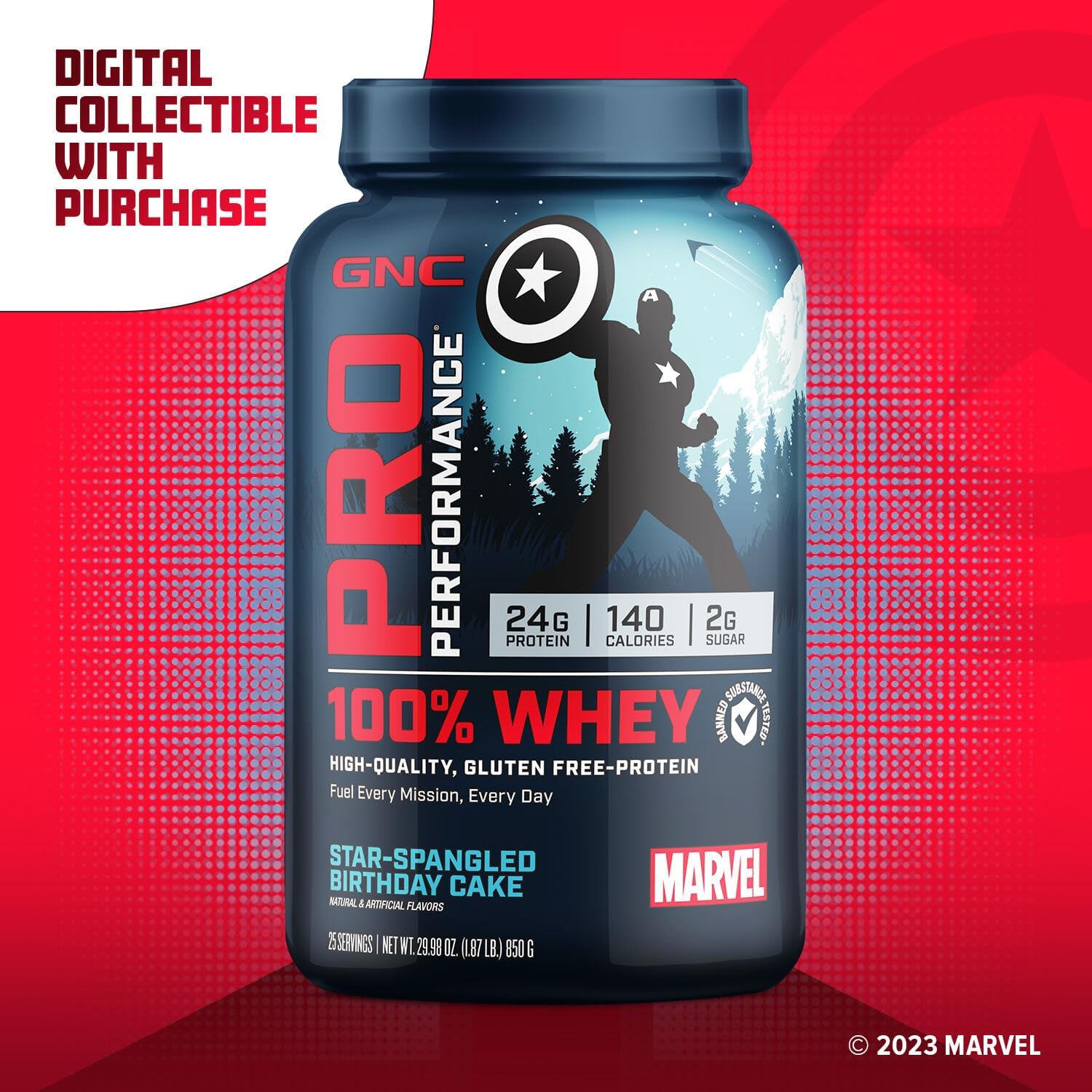 GNC Pro Performance 100% Whey - Marvel: Star-Spangled Birthday Cake - 25 Servings : Health & Household