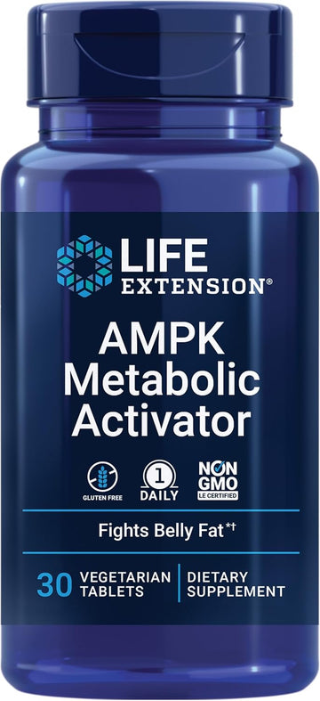Life Extension Ampk Metabolic Activator, Hesperidin, G. Pentaphyllum, Fight Unwanted Belly Fat & Revitalize Cellular Metabolism, Gluten-Free, Non-Gmo, 30 Vegetarian Tablets