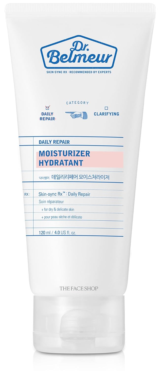 The Face Shop Dr. Belmeur Daily Repair Body Moisturizer | Low Irritant & Highly Effective Moisturizer For Sensitive & Delicate Skin Repair | Dermatologically Tested & Low-Irritant Formula, 4.0 Fl Oz