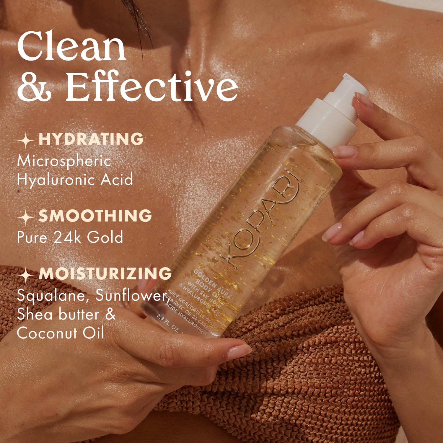 Kopari Golden Aura Body Oil With 24K Gold & Hyaluronic Acid - Hydrating Formula For Glowing Skin 3.3 Oz : Beauty & Personal Care