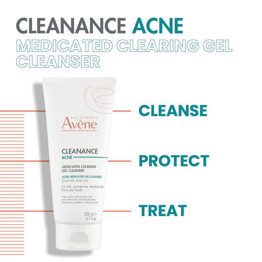 Avène Cleanance Cleansing Gel Soap Free Cleanser For Acne Prone, Oily, Face & Body, Alcohol-Free