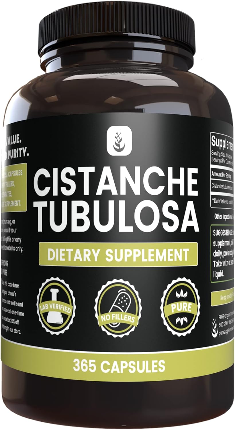 Pure Original Ingredients Cistanche Tubulosa (365 Capsules) No Magnesium Or Rice Fillers, Always Pure, Lab Verified