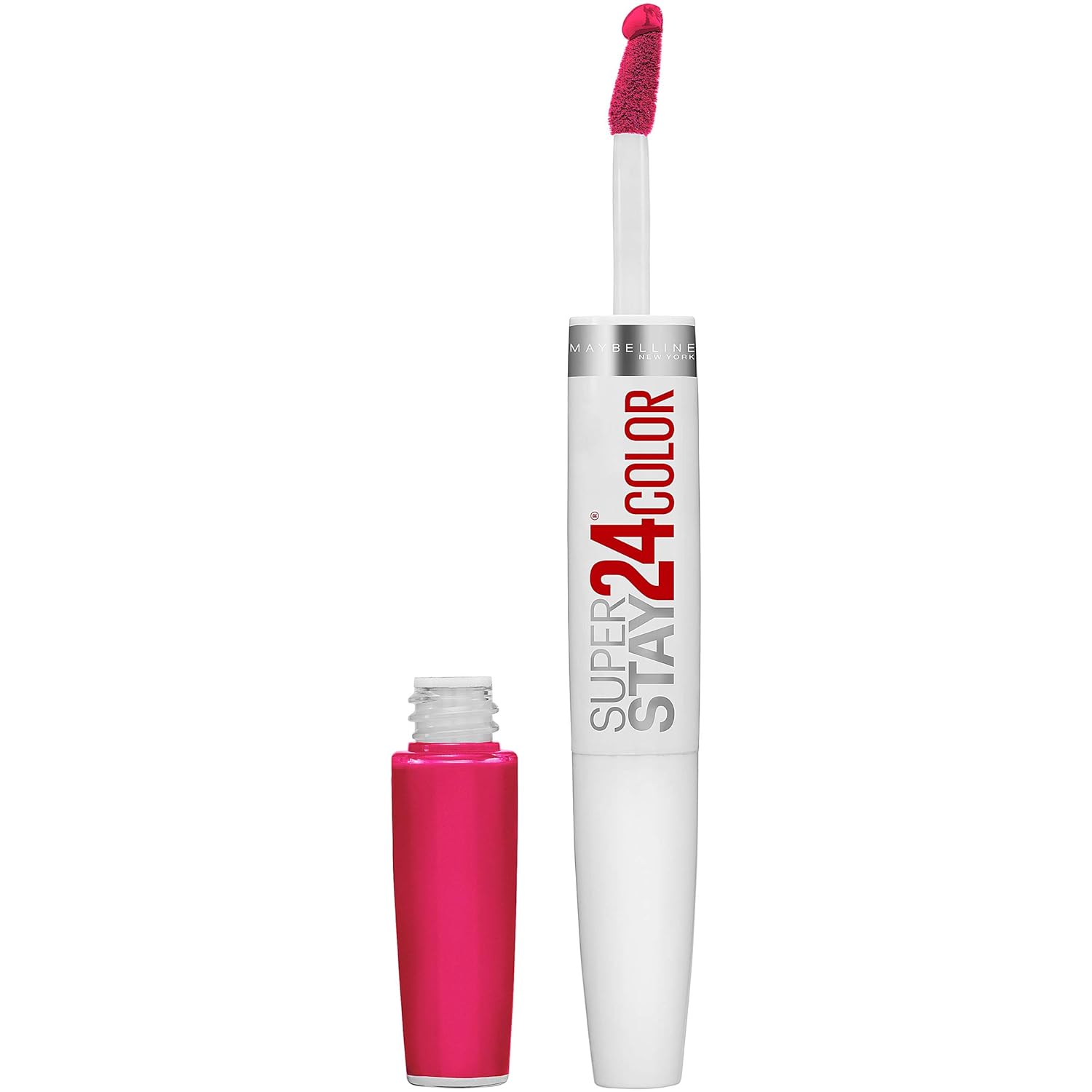 Maybelline Super Stay 24, 2-Step Liquid Lipstick Makeup, Long Lasting Highly Pigmented Color With Moisturizing Balm, Crisp Magenta, Neon Pink, 1 Count