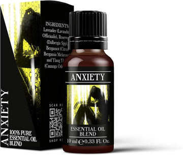 Mystix London | Anxiety Pure & Natural Essential Oil Blend 10Ml - For Diffusers, Aromatherapy & Massage Blends | Perfect As A Gift | Vegan, Gmo Free