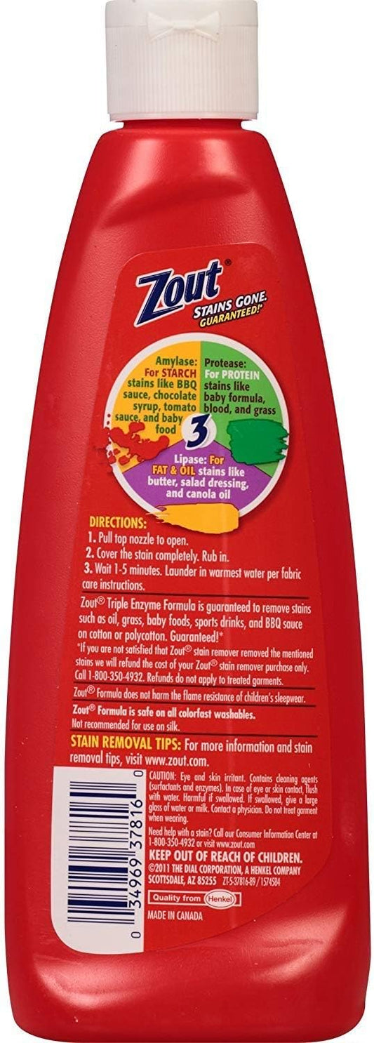 Zout Triple Enzyme Formula Laundry Stain Remover, 12 Oz (Pack of 3) : Health & Household