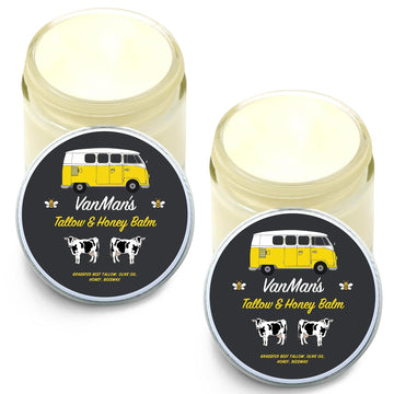 Vanman'S - Tallow And Honey Balm Jumbo - Tallow Face Moisturizer With Pure Grass-Fed/Finished Beef Tallow For Skin And Essential Oils, Organic Raw Honey And Beeswax, Cold Pressed Olive Oil - 6 Oz