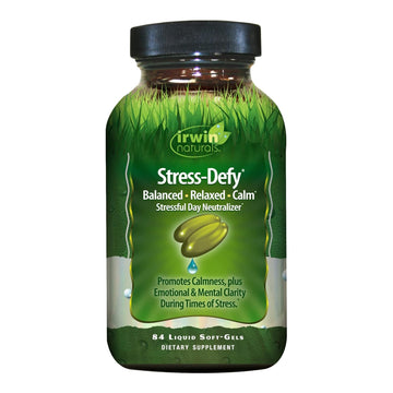 Irwin Naturals Stress-Defy - 84 Liquid Soft-Gels - Promotes Calmness & Relaxation - With Rhodiola & L-Theanine - 84 Servings