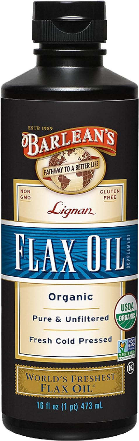 Barlean's Organic Lignan Flaxseed Oil Liquid Supplement from Cold Pres