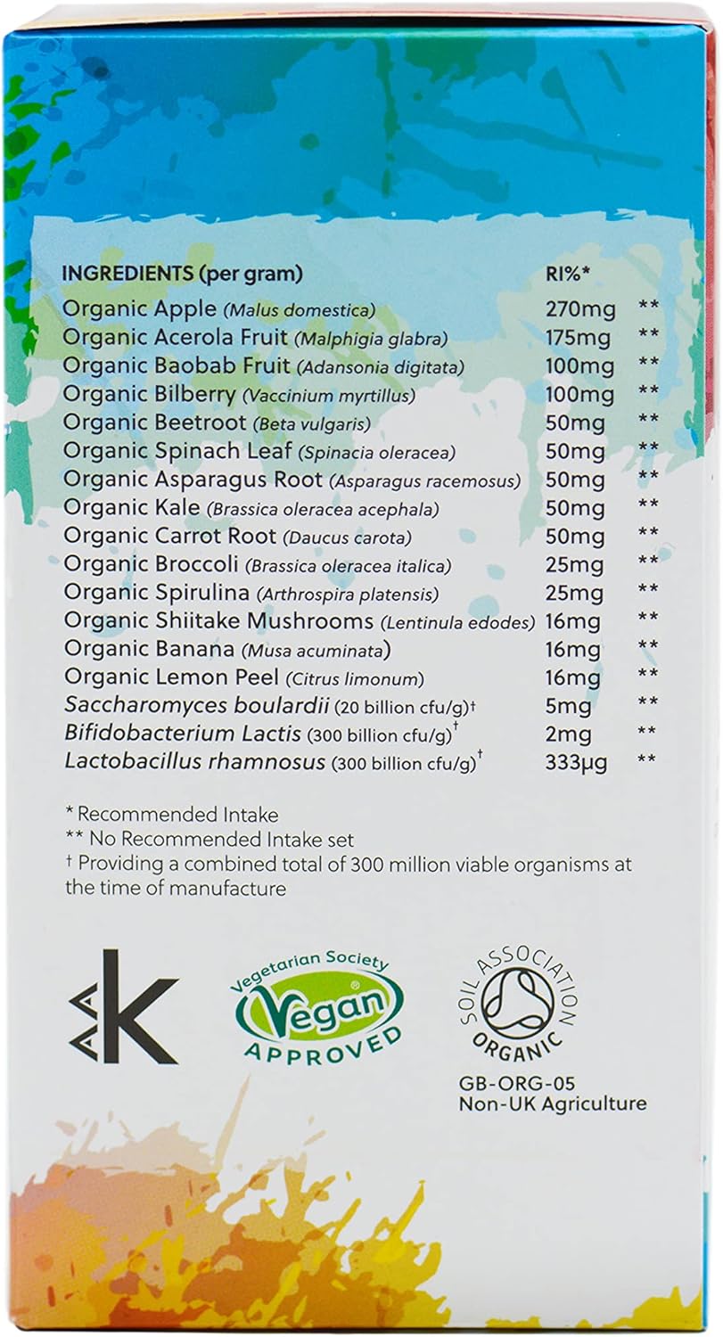 Kid's Rainbow Food | Organic Whole Food Multivitamin for Children | 100g Vegan Drink Powder | Ideal for Children | G&G Vitamins : Amazon.co.uk: Grocery