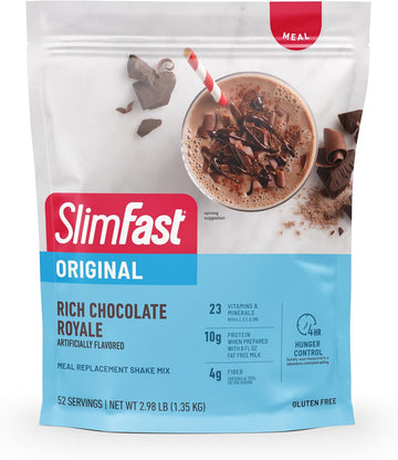 Slimfast Meal Replacement Powder, Original Rich Chocolate Royale, Shake Mix, 10G Of Protein, 52 Servings (Packaging May Vary)