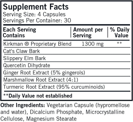 Kirkman Gastromune Allergy Support - Hypoallergenic-120 Vegetarian Capsules Gluten/Casein Free