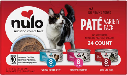 Nulo Freestyle Grain-Free Minced Wet Canned Food For Cats And Kittens, Variety Flavors, 5.5 Ounce Cans, 24 Cans