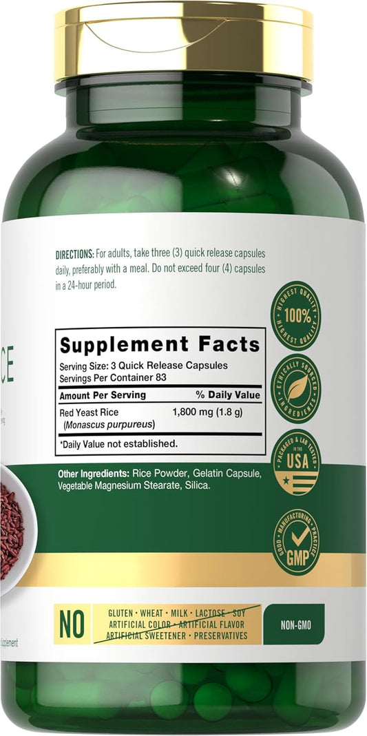 Carlyle Red Yeast Rice | 250 Capsules | Non-Gmo, Gluten Free Supplement