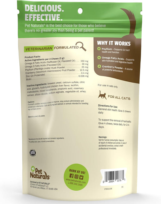Pet Naturals Hairball For Cats With Omega 3, Chicken Flavor, 160 Chews - Can Help Eliminate Hairballs And Manage Excess Shedding - No Corn Or Wheat